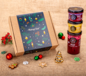 1 duży miód i 2 miodki w pudełku na Boże Narodzenie