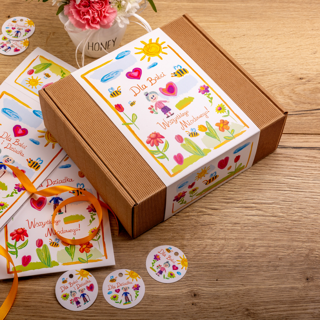 4 miodki w pudełku na Dzień Babci i Dziadka