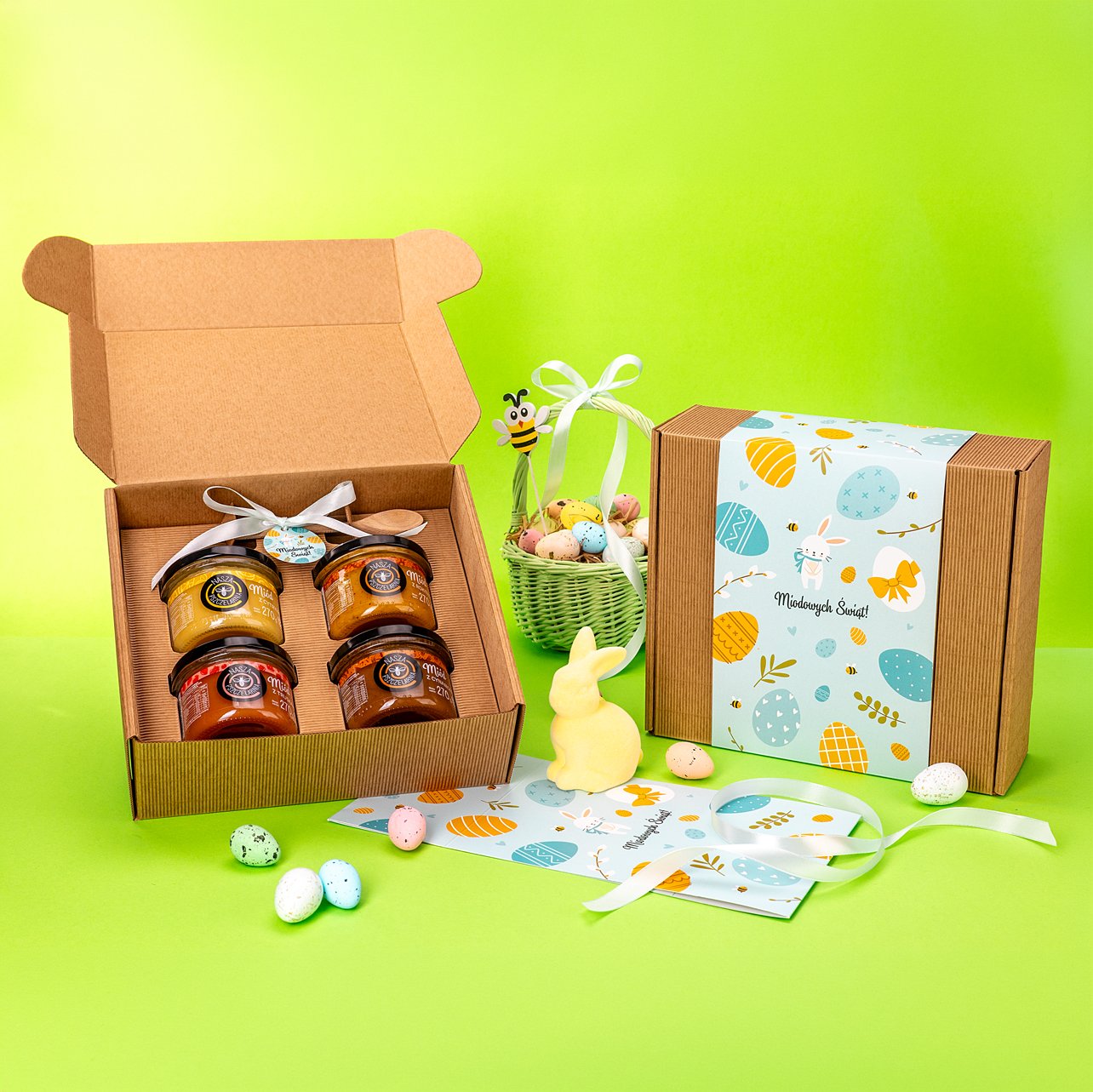 4 miodki w pudełku na Wielkanoc