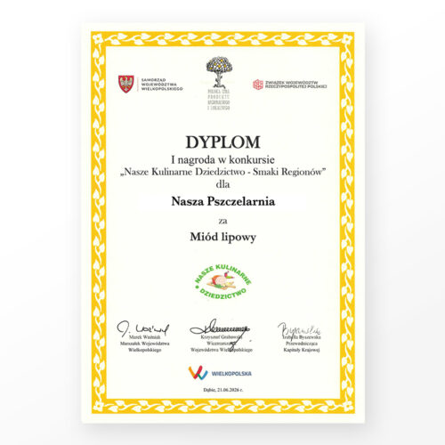I nagroda Smaki Regionów 2026 za miód lipowy - Nasza Pszczelarnia