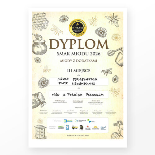 III miejsce Smak Miodu 2026 za miód z pyłkiem pszczelim