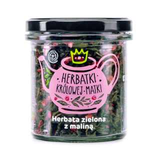 Herbata zielona Gunpowder z maliną – Herbatki Królowej Matki